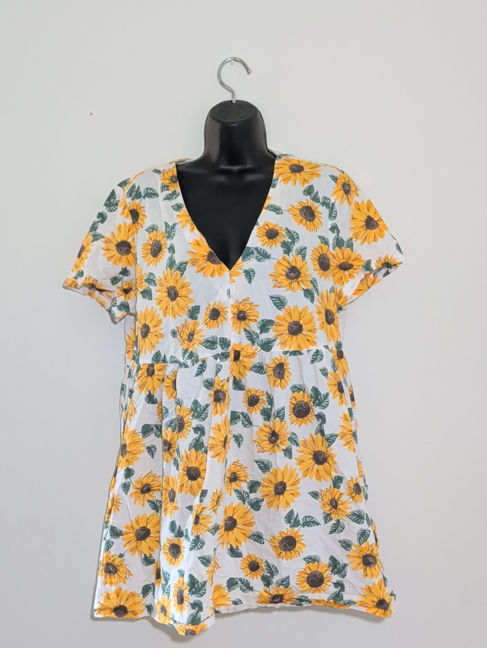 Sunflower V-neck Baby Doll Dress 🌻